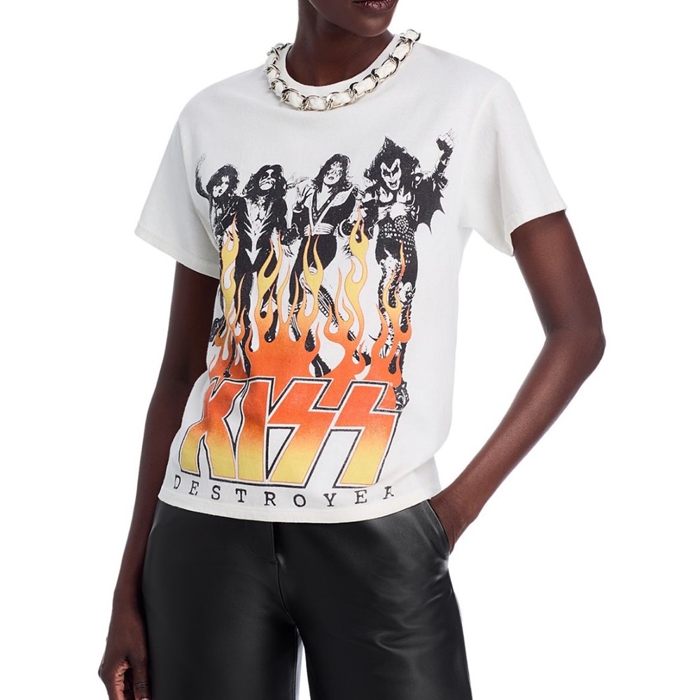 ALICE + OLIVIA
Miller Embellished-Neck Kiss Graphic Cotton T-Shirt